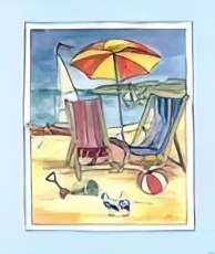 Deck Chairs - 2 Birds, Blue Background