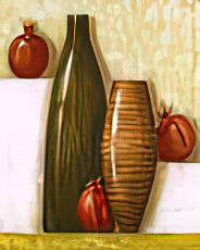 Green Vase and Pomegranates