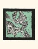Butterfly Woodblock in Aqua I