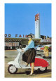 Woman on Scooter, Retro