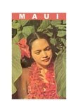 Maui, Hula Girl in Taro Leaves