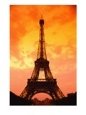 View of the Eiffel Tower with Orange Sky France Eiffel Tower