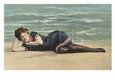 Postcard of a Woman at the Beach Clothing Swimwear