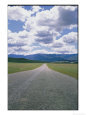 A country road and cumulus clouds in the Cuyama Valley
