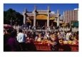 Crowds of People Giving Offerings in Grounds of Wong Tai Sin Temple, Kowloon, Hong Kong