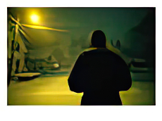 A Winter View of a Man Standing in a Street