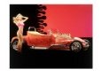 Bikini Clad Woman Near Custom Hot Rod Roadster