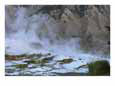A View of Terraced Mammoth Hot Springs with a Mountain Backdrop