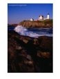 Surf Crashing on York Beach with Nubble Lighthouse in Background, Cape Neddick, USA