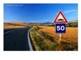 Speed Sign on Winding Road Near San Quirico d