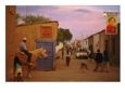 San Pedro De Atacama Street at Twilight- Cowboy, Dogs, and Tourists