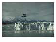 A floatplane traverses Columbia Glacier and Prince William Sound