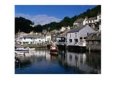 Fishing Harbour and Houses in Seaside Village, Polperro, United Kingdom Beach & Ocean Harbors & Ports