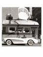 Man in 57 Corvette in front of Blue Diner, MA