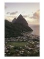 Sunset View of the Pitons and Soufriere, St. Lucia