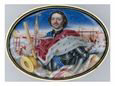 Portrait of Peter I Against The St. Peter and St. Paul Fortress and Trinity Square in St. Petersburg