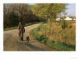 A Man and Dog Walk Along the Road Near Historic Stevens Creek Farm