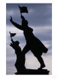 Silhouetted statues of communist revolutionaries at Statue Park, Budapest, Hungary