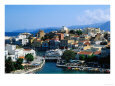 Town Buildings and Lake Voulismeni with Ocean in Distance, Agios Nikolaos, Greece
