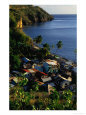 Overhead of village on western coastline, Saint Joseph, Dominica
