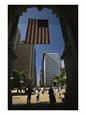 Plaza with People Amid High Rises in Downtown Dallas, Texas