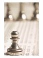 Silver Pawn on Newspaper Stock Market Report with Line of Chess Pieces