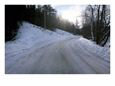 Snowy Dirt Road Through Woods