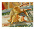 Blue Lounging (Red Tabby Cat) Art on the Verge Animals