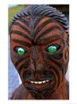 Muruika, a Modern Maori Carving with Glowing Green Eyes, Rotorua, New Zealand