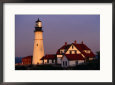 Dusk at Portland Head Lighthouse on Cape Elizabeth, Fort Williams State Park, USA