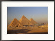 A Man on a Donkey in the Desert Near the Great Pyramids of Giza