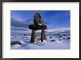 Inukshuk Marker in Inuktitut at Aupalaqtuq Point, Canada