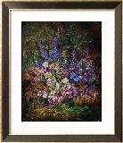 Painting of Blue Butterflies and Wildflowers