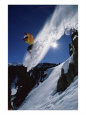 Airborne Snowboarder with Sunburst
