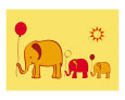 Elephants with Balloons - beige Art on the Verge Animals