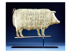 A Molded and Copper Gilded Copper Pig Weathervane, American, 19th Century