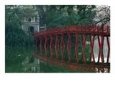 Huc Bridge Reflected in Still Waters of Hoan Kiem Lake, Hanoi, Vietnam