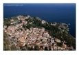 Aerial View of Coastal Town Including Teatro Greco (Greek Ampitheatre), Taormina, Sicily, Italy