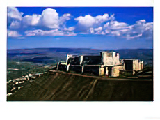 Castle on Hilltop Overlooking Village, Crac Des Chevaliers, Syria
