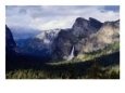 Pine Tree-Lined Valley and Grey Granite Walls of Discovery View, Yosemite Nat. Park, California, USA
