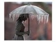 Ice Hangs from the Girl with Umbrella Fountain