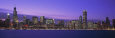 View of an Urban Skyline at Dusk, Chicago, Illinois, USA