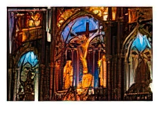 Crucifix Detail at Alter of Basilique Notre Dame, Vieux Montreal, Montreal, Canada