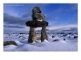 Inukshuk Marker in Inuktitut at Aupalaqtuq Point, Canada