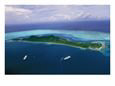 Two Cruise Ships Moored in Bora Bora as Seen from a Helicopter
