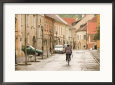Bicyclist in Jurisics Ter Square, Western Transdanubia, Hungary
