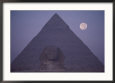 A View of the Great Sphinx with a Full Moon and the Great Pyramid in the Background