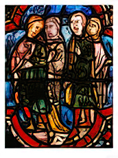 Noah, His Wife and Two Sons, from the Noah-Window in Chartres Cathedral, 13th Century